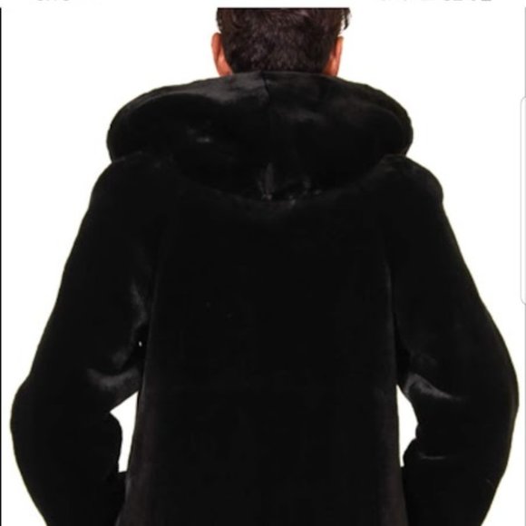 Nuage Full Length Black Faux Fur Sheared Beaver Hooded Coat : Size 1X / 18 - Picture 6 of 14